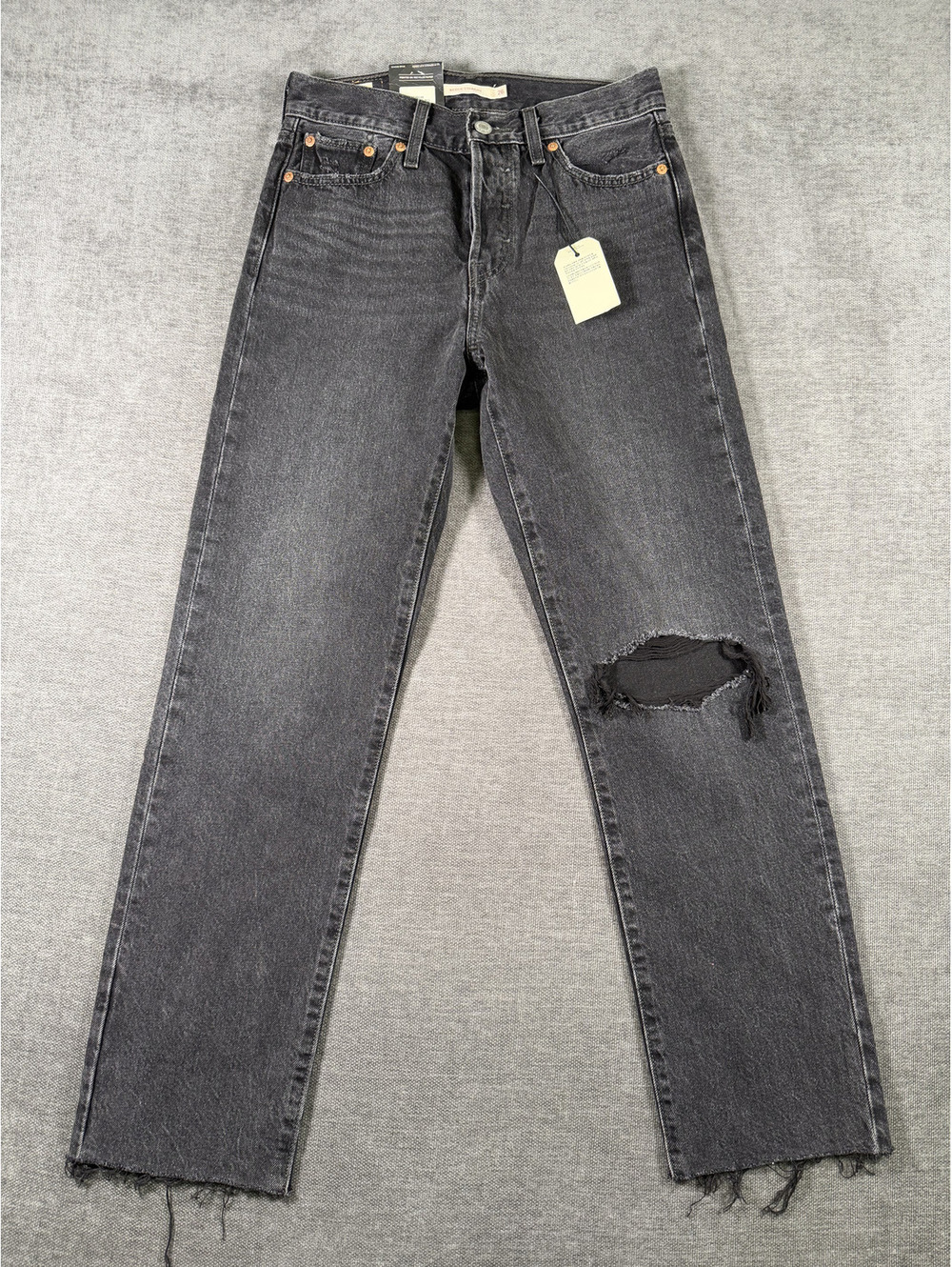 Levi's Wedgie Straight Black Distressed Jeans Size 26